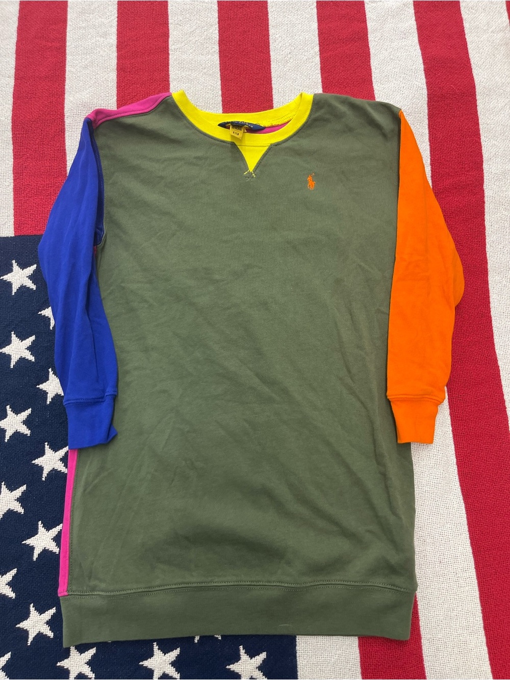 Polo Ralph Lauren Color Blocked Spa Terry Sweatshirt Dress Girls Size 6X